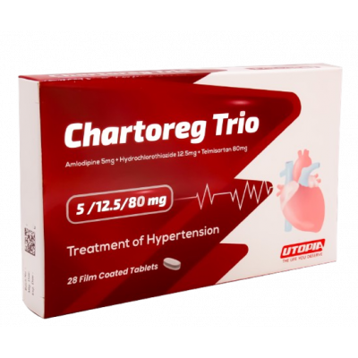 CHARTOREG TRIO 5 / 12.5 / 80 MG ( AMLODIPINE / HYDROCHLOROTHIAZIDE / TELMISARTAN ) 28 FILM-COATED TABLETS